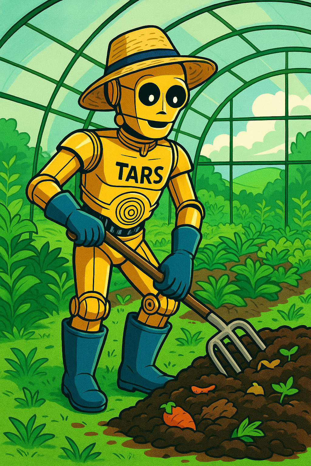 Robot composteur Tars dans une serre